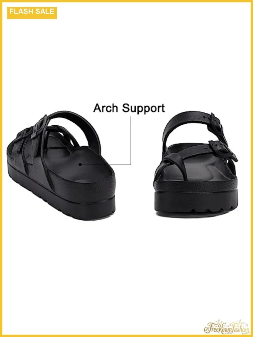 Women's Platform Sandals with Arch Support Adjustable Buckle Slides